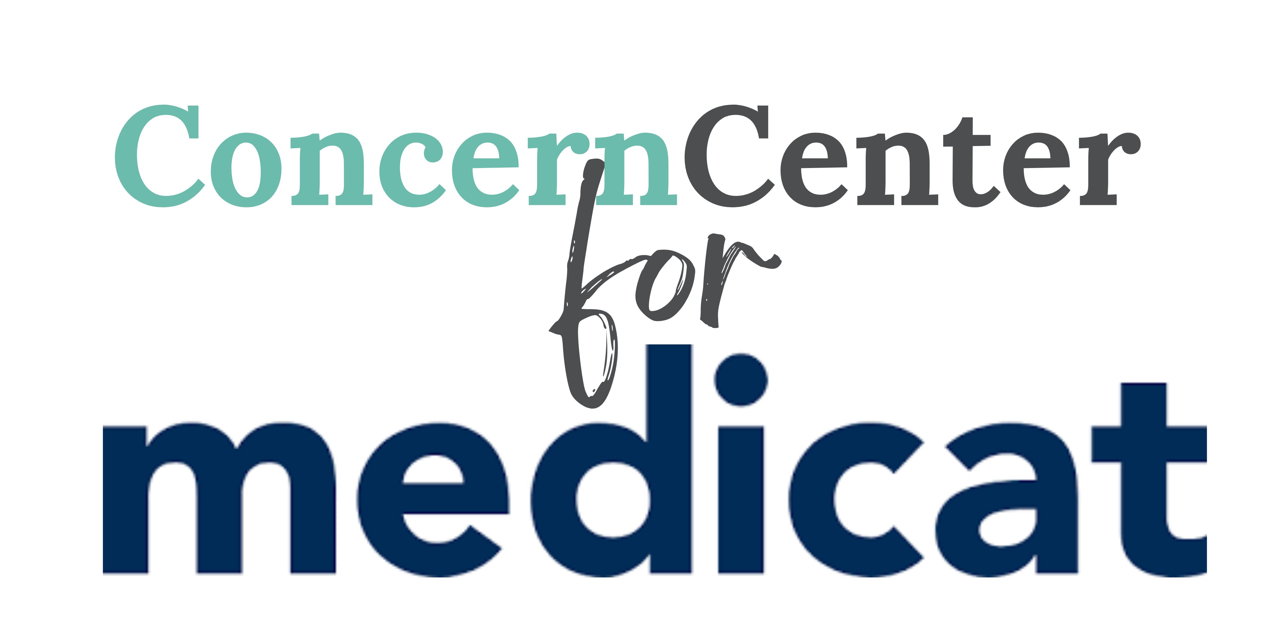 Navy blue medicat with teal and grey ConcernCenter logo